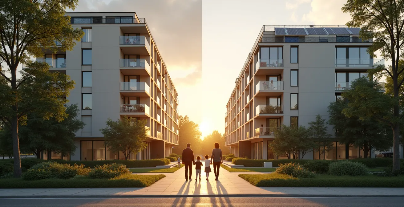 Architektonischer Vergleich zwischen traditioneller und moderner Genossenschaftssiedlung in Zürich