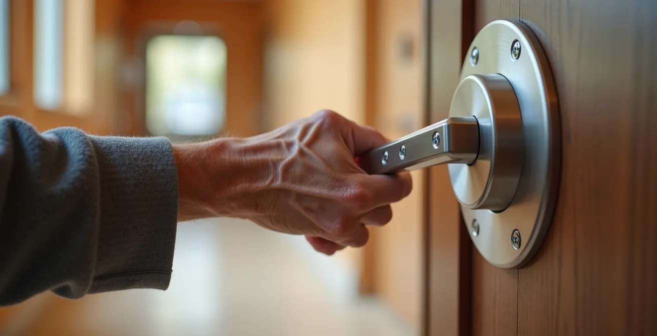 Barrierefreie öffentliche Toilettenanlage mit breiten Zugängen