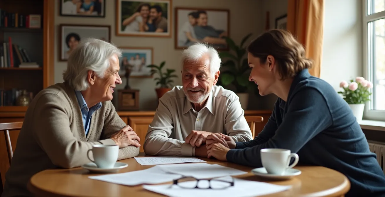 Familie bespricht gemeinsam Vertretungsregelung für Patientenverfügung