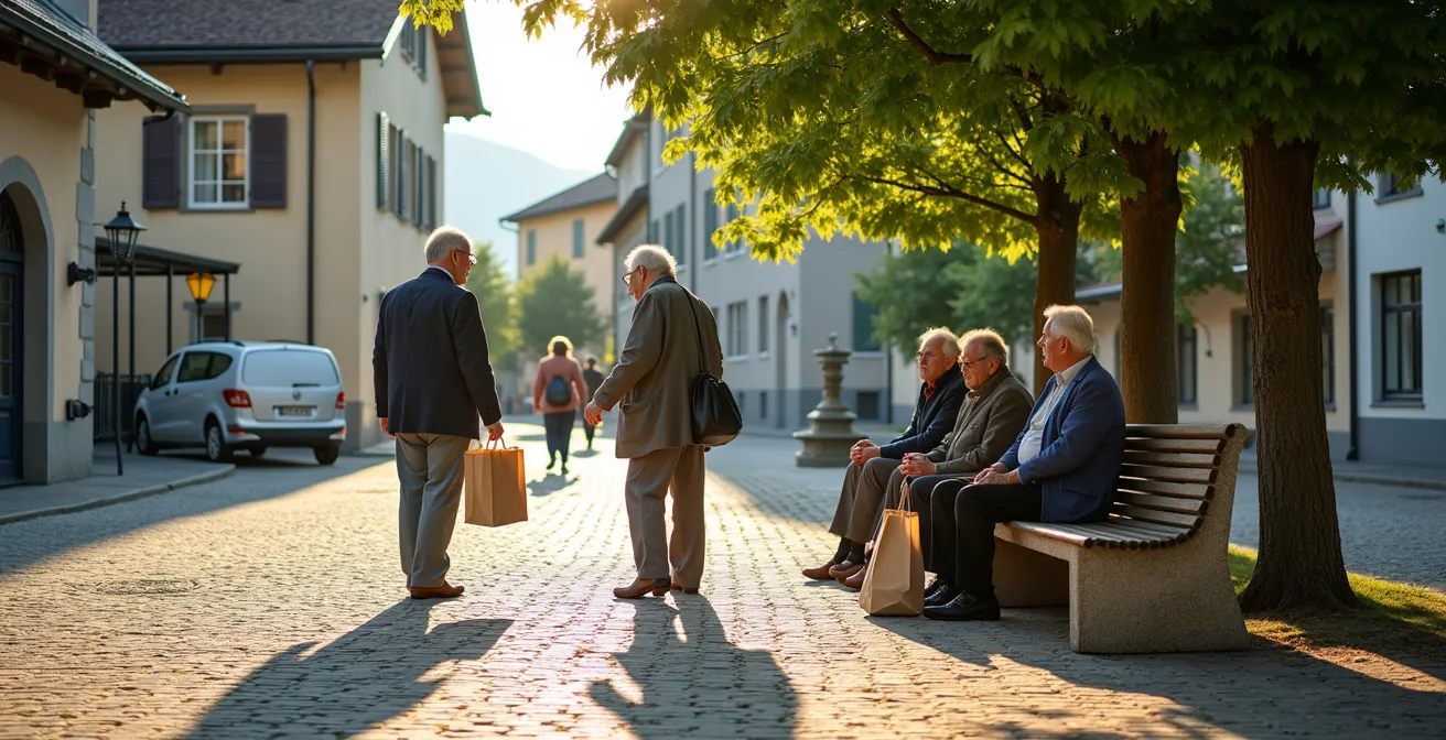 Nachbarschaftliche Begegnung im Schweizer Quartier