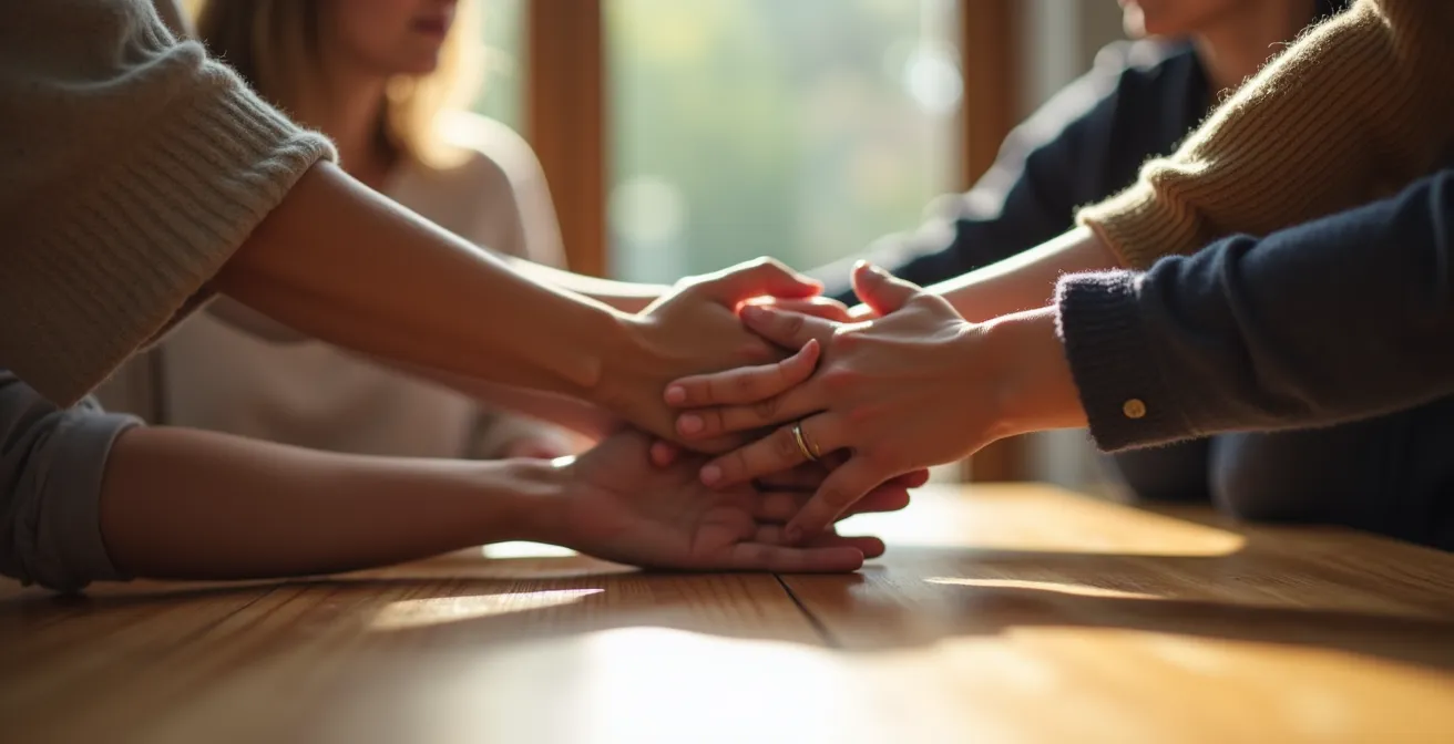 Der Austausch in einer Selbsthilfegruppe bietet pflegenden Angehörigen emotionale Unterstützung und das Gefühl von Gemeinschaft.