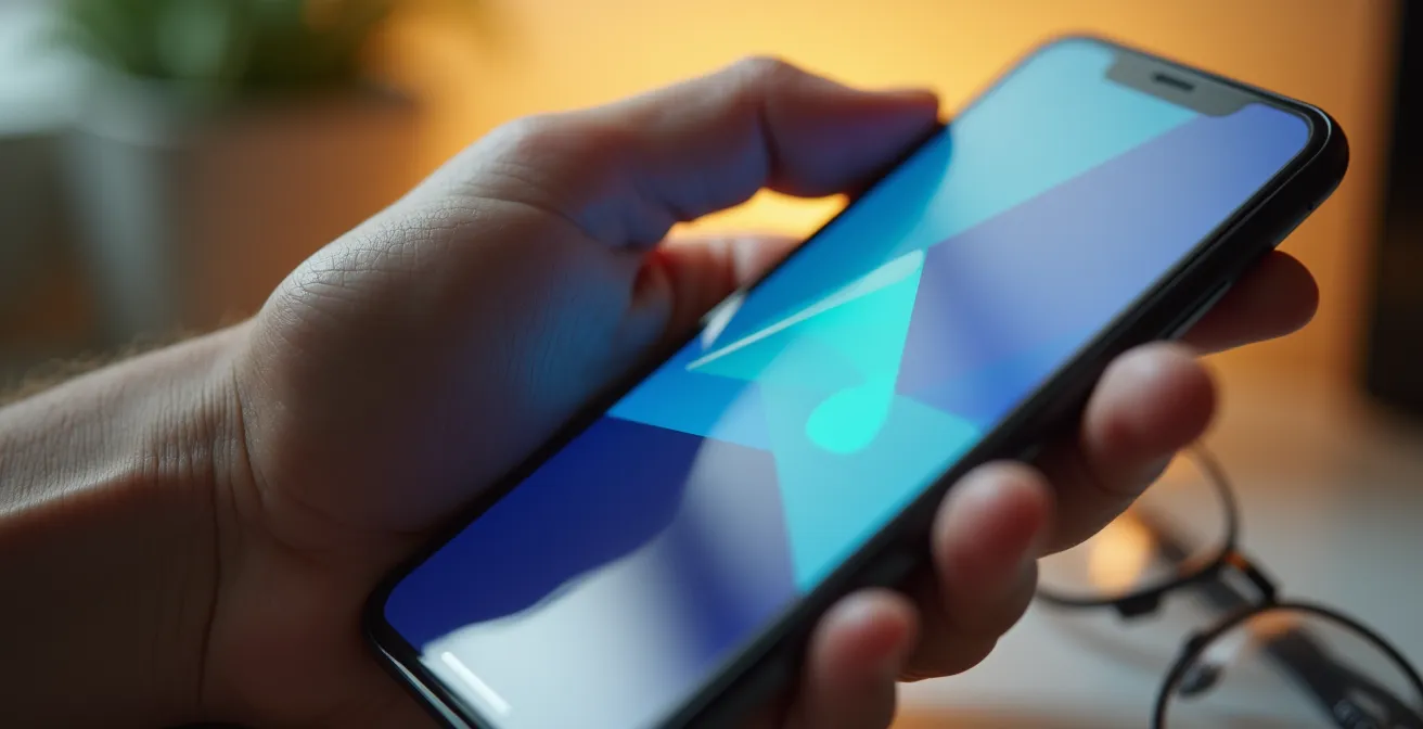 Nahaufnahme einer Hand eines Seniors, die auf einem Smartphone in den Einstellungen eine Funktion aktiviert.