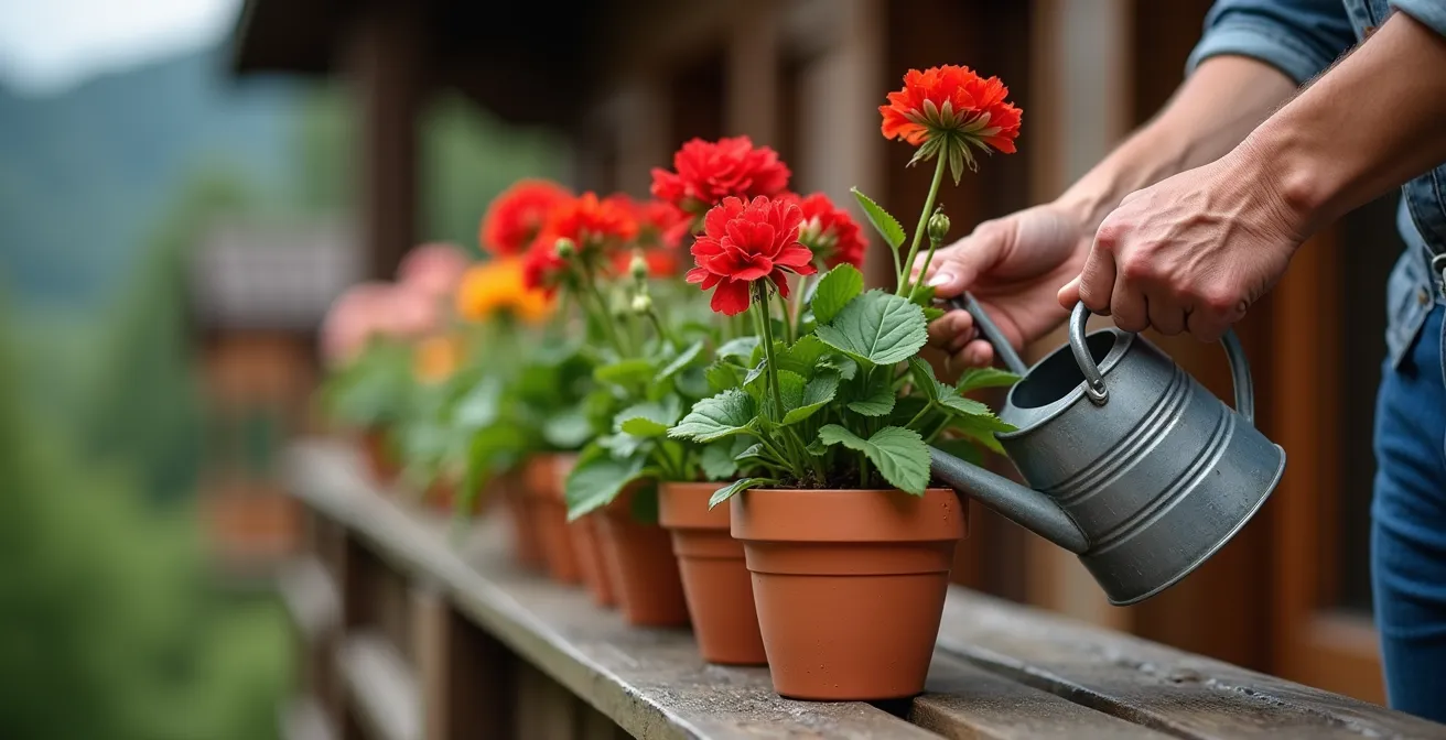 Vertrauensvolle Nachbarschaftshilfe beim Blumengiessen